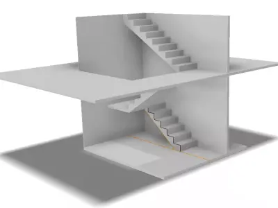 Concrete ladder 2 floors Free 3D model