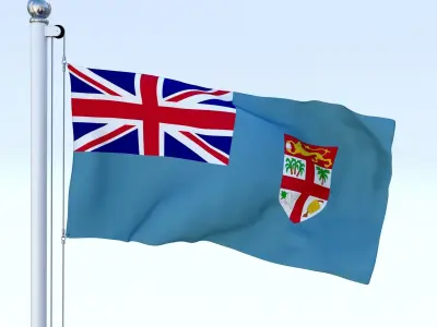 Animated Fiji Flag Low-poly 3D model