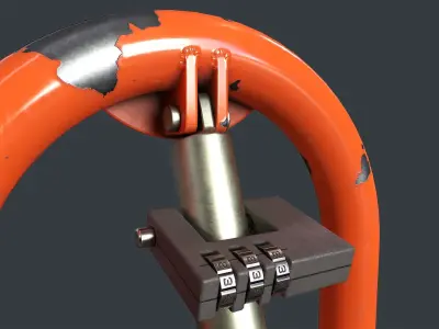 Folding Parking Barrier 1 PBR Game Ready Low-poly 3D model