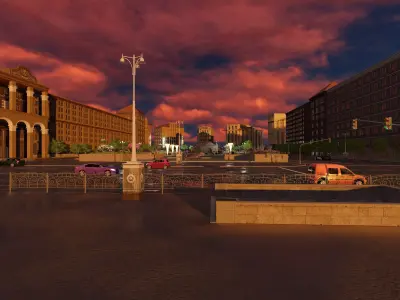 Crossroad City Street Game road only no buildings 3D model