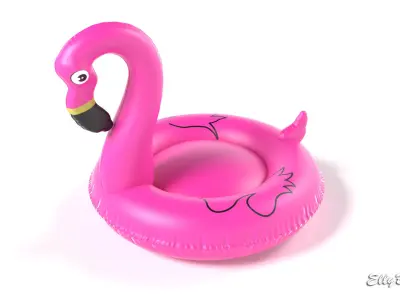 Pink Flamingo Low-poly 3D model
