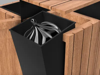 Outdoor Waste Recycling Bin Free low-poly 3D model