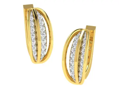 Light Weight Yellow Gold Diamond Earring EZ BI-23 3D print model