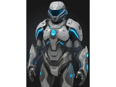Futuristic Combat Robot Soldier Sci Fi Low-poly 3D model