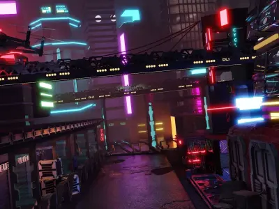 Cyberpunk City Street Environment 3D model