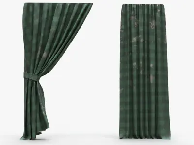 4K Damaged Old Curtain 3D model