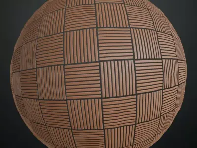 Stylized Terracotta Woven Block Tiles PBR Texture