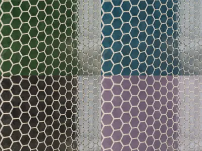 Japanese Kikko Hexagon Tile PBR Material - 8 Colors Texture