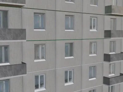 Soviet Building 5 Floors Low-poly 3D model