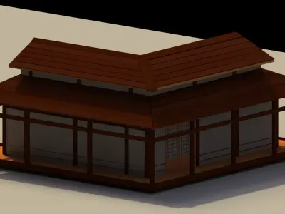 Low Poly Traditional Japanese House 2 Low-poly 3D model