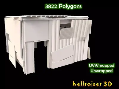 Shanty House - Exterior and Interior Low-poly 3D model