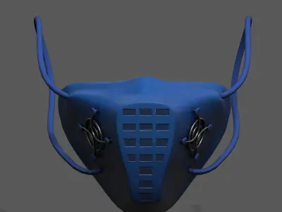 Gas mask respirator plastic blue protection  Low-poly 3D model