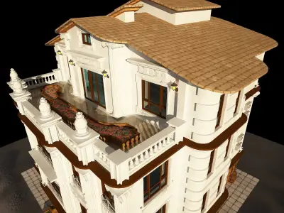 3D model of a residential villa with full details 3D model