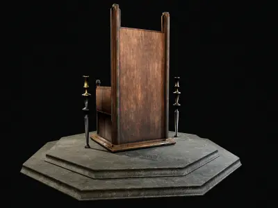 old wooden throne Low-poly