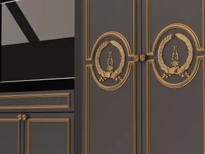 Classic Wardrobe Furniture 0401 Black Low-poly 3D model