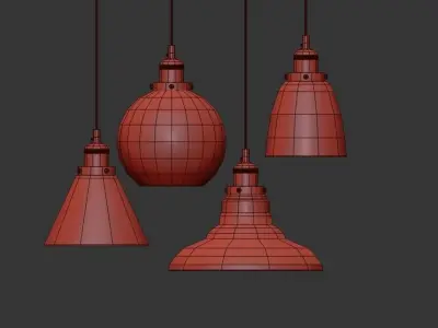 Glass lamp shade pendant 3D model