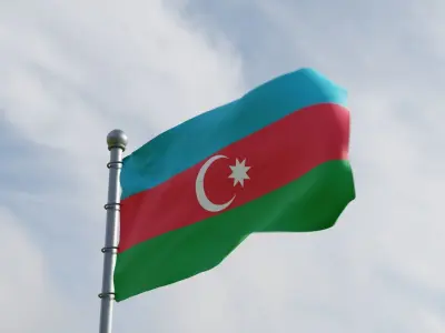 Animated Azerbaijan Flags 3D model