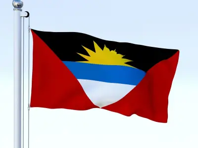 Animated Antigua and Barbuda Flag Low-poly 3D model