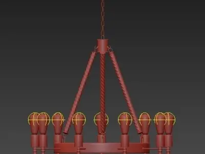 chendelier chandelier made of rope and bulbs 3D model