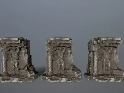 old statue  Low-poly 3D model