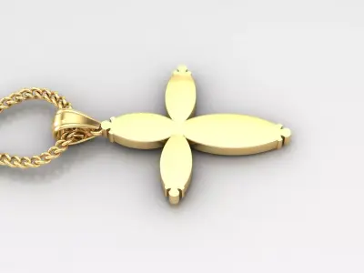 Light Gold 18K Cross Pendant 1CP055 3D print model
