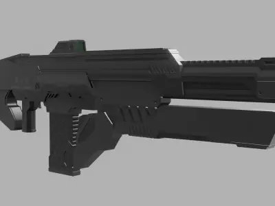 Sci-Fi Assault Rifle - Low-poly and High-poly 3d Model Low-poly 3D model