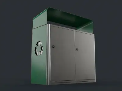 Street Trash Can 18 PBR Game Ready Low-poly 3D model