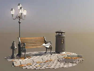 London Vintage Street Set 3D model