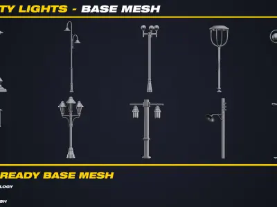 30 City Lights Base Mesh - VOL 02  - Game Ready  Low-poly 3D model