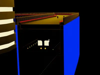 Towers tall building with lights Low-poly 3D model