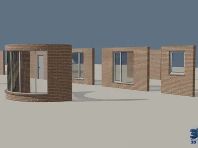 Modular walls Low-poly 3D model