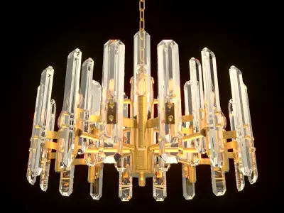 12 Flames Circle Cut Crystal Modern Minimal Chandelier Vray 3D model