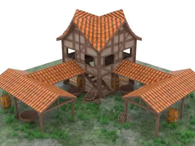 Town Center Low-poly 3D model