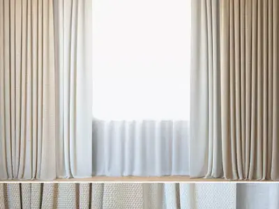 Curtains 82 Curtains with Tulle ROHI Topia 3D model