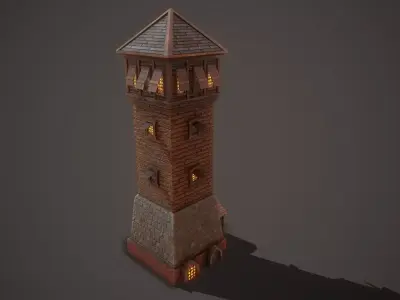 Medieval Tower Low-poly 3D model 2