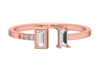 Solitaire Women Light Weight Baguette stone Band Ring 3D print model