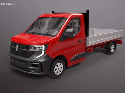  Renault Master Tipper Flatbed Truck PBR Textured 3D Model 