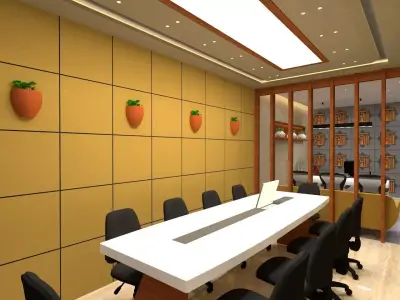 office conference room with walls and chairs 3D model