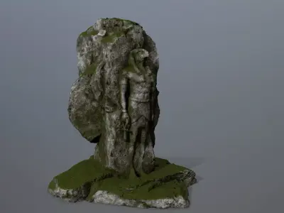 horus rock with grass on top Low-poly 3D model
