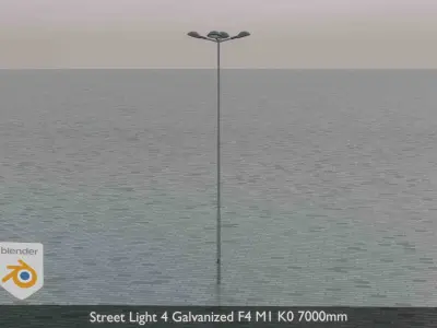 Street Light 4 Galvanized F4 M1 K0 7000mm  Low-poly 3D model