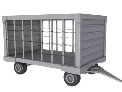 Airport Closed Baggage Trailer 3D model