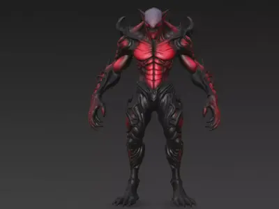 Red Humanoid Monster Variants Pack 3D Models 3D model