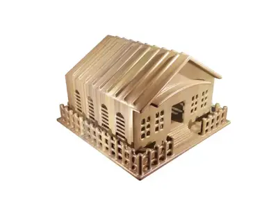 Elegant Wooden House Low-poly 3D model