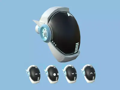 SciFi Helmet 02 - Robot Faces - Character Design Fashion Low-poly 3D model