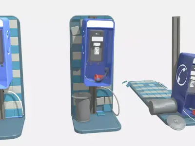 call-box in three types of destruction 3D model