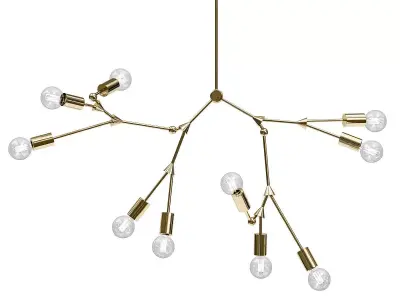 Untitled modern brass chandelier with clear bulbs 3D model