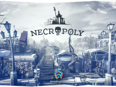 Cemetery Graveyard Exterior Big Ready Map LODs Low-poly Low-poly 3D model