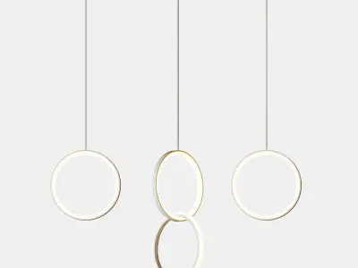 Black and White Simple Bedside Circle Pendant 3D model