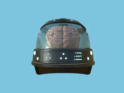 SciFi Brain Helmet 05 Carbon Fiber - Character Design Fashion Low-poly 3D model