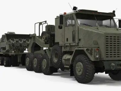  Heavy-Duty Military Truck with Demining Robot Cargo Military Green 